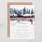 Rust Navy Winter Pine Forest Snow Wedding Kaart (Voorkant / Achterkant)