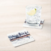 Rust Navy Winter Pine Forest Snow Wedding Kartonnen Onderzetters (Insitu)