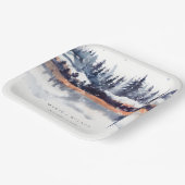 Rust Navy Winter Pine Forest Snow Wedding Papieren Bordje (Gebogen)