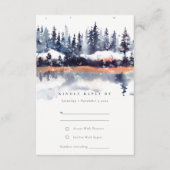 Rust Navy Winter Pine Forest Snow Wedding RSVP Informatiekaartje (Voorkant)