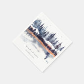 Rust Navy Winter Pine Forest Snow Wedding Servet (Hoek)