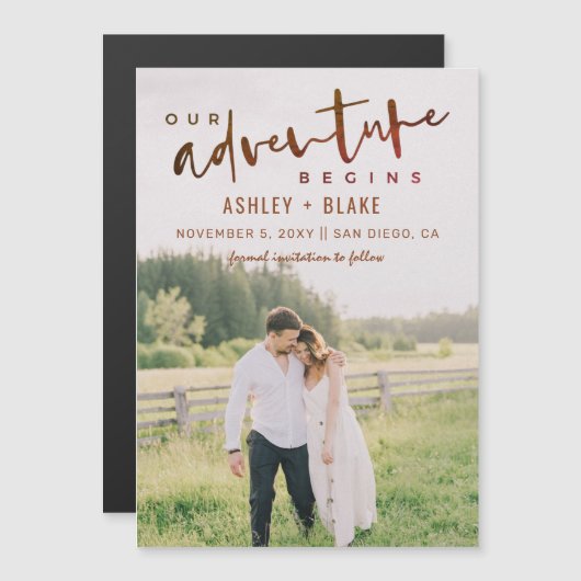 Rust ons avontuur begint Foto sparen de Datum (Voorkant / Achterkant)