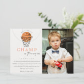 Rust onze kleine Champ Basketball Foto van Birthda Bedankkaart (Staand voorkant)