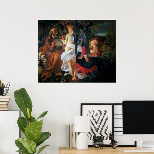 Rust op de vlucht naar Egypte, Caravaggio Poster (Thuiskantoor)