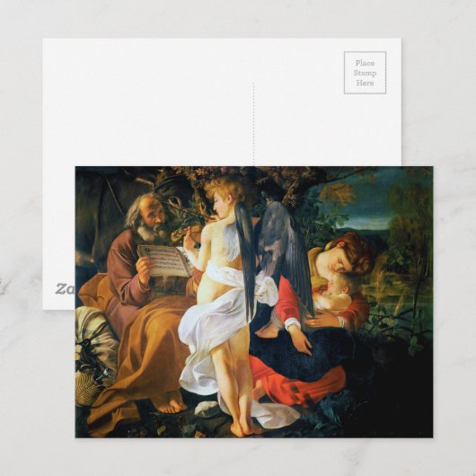 Rust op de vlucht naar Egypte door Caravaggio (159 Briefkaart (Voorkant / Achterkant)