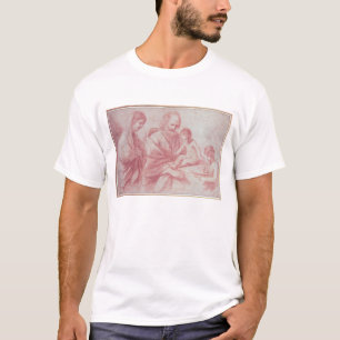 Rust op de vlucht naar Egypte (rode krijt op papie T-shirt