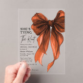 Rust Orange Bow She's Tying The Knot Bridal Shower Acryl Uitnodigingen (Insitu (Draagbaar))