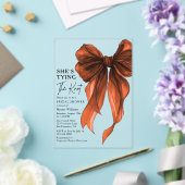 Rust Orange Bow She's Tying The Knot Bridal Shower Acryl Uitnodigingen (Insitu (Huwelijk))