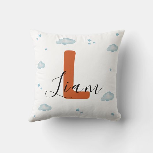 Rust Orange Dinosaur Nursery Pillow Cute Pterodact Kussen (Achterkant)