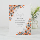 Rust Orange Elegant Autumnal Wedding Kaart (Staand voorkant)