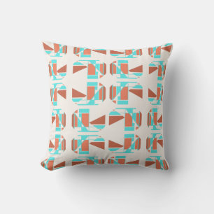 Rust Oranje Aqua Tan Small Geometric Piessmotif Kussen