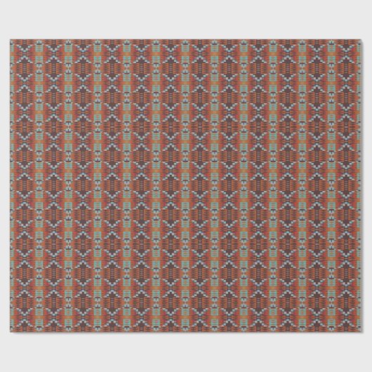 Rust Oranje Aqua Turquoise Dark Brown Mosaic Art Cadeaupapier (Vlak)