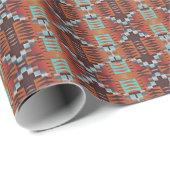 Rust Oranje Aqua Turquoise Dark Brown Mosaic Art Cadeaupapier (Rol Hoek)