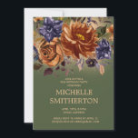 Rust Oranje Blue Floral Green 90th Birthday Kaart<br><div class="desc">Elegant en stijlvol,  90ste verjaardagsfeest voor vrouwen met roest/verbrande oranje en marinesblauwe waterverf bloemen en groen op een jager-groene achtergrond. Neem contact met mij op voor hulp bij aanpassingen of voor het aanvragen van matching of het coördineren van Zazzle-producten.</div>