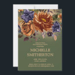 Rust Oranje Blue Floral Green 90th Birthday Kaart<br><div class="desc">Elegant en stijlvol,  90ste verjaardagsfeest voor vrouwen met roest/verbrande oranje en marinesblauwe waterverf bloemen en groen op een jager-groene achtergrond. Neem contact met mij op voor hulp bij aanpassingen of voor het aanvragen van matching of het coördineren van Zazzle-producten.</div>