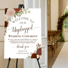 Rust Oranje Boho Floral Unplugged Wedding Ceremony Poster