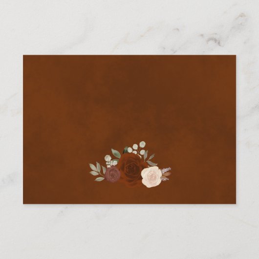 Rust Oranje Boho Floral Wedding Goed Informatiekaartje (Achterkant)