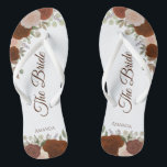 Rust Oranje Boho herfst Rozen het bruidsfeest Teenslippers<br><div class="desc">Dans de nacht weg met deze mooie trouwteenslippers. Ze zijn ontworpen voor de bruid, maar zijn elegant en zijn voorzien van met de hand geschilde waterverf rozen en herfsttuinbladeren in roest sinaasappel, terracotta, koraalperzik en verbrande umber. Mooie manier om fancy en geschikt te blijven terwijl je voeten na een lange...</div>