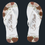 Rust Oranje Boho herfst Rozen het bruidsfeest Teenslippers<br><div class="desc">Dans de nacht weg met deze mooie trouwteenslippers. Ze zijn ontworpen voor de bruid, maar zijn elegant en zijn voorzien van met de hand geschilde waterverf rozen en herfsttuinbladeren in roest sinaasappel, terracotta, koraalperzik en verbrande umber. Mooie manier om fancy en geschikt te blijven terwijl je voeten na een lange...</div>