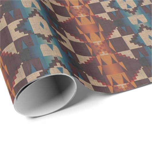 Rust Oranje donkerbruin Rode Blauwgroen blauwe moz Cadeaupapier (Rol Hoek)