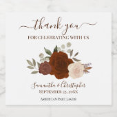 Rust Oranje Elegant Boho Rozen Weddenschap Bier Etiket (Enkel label)