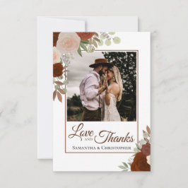 Rust Oranje en koraal Roos Love & Bedankt Wedding