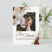 Rust Oranje en koraal Roos Love & Bedankt Wedding (Staand voorkant)