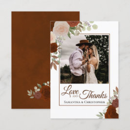 Rust Oranje en koraal Roos Love & Bedankt Wedding