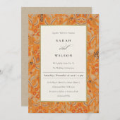  Rust Oranje Floral Peacock Wedding Invite Bedankkaart (Voorkant / Achterkant)