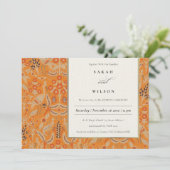  Rust Oranje Floral Peacock Wedding Invite Bedankkaart (Staand voorkant)