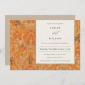  Rust Oranje Floral Peacock Wedding Invite Bedankkaart (Voorkant / Achterkant)