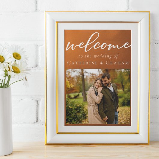 Rust Oranje Foto Herfst Bruiloft Welkom Poster