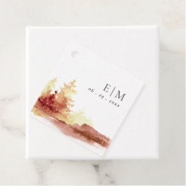 Rust Oranje Gele Herfst Trees Monogram Wedding Bedankjes Labels