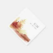 Rust Oranje Gele Herfst Trees Monogram Wedding Servet (Hoek)