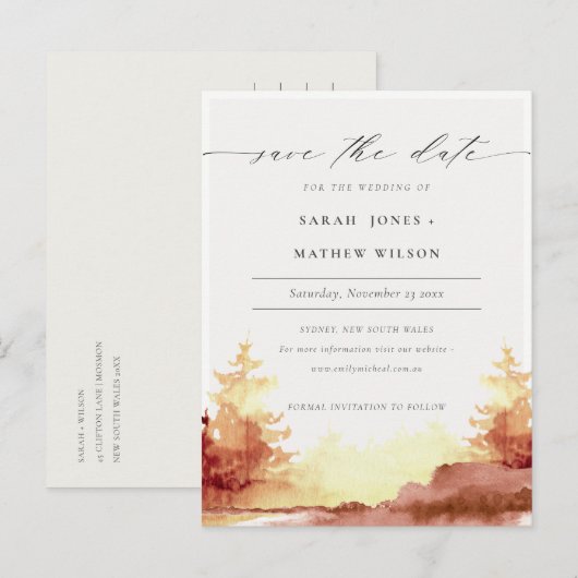 Rust Oranje Gele Herfst Trees sparen de Kaart van (Voorkant / Achterkant)