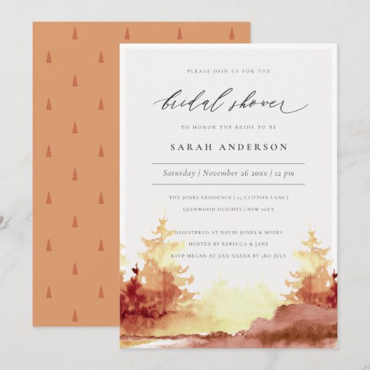 Rust Oranje Gele Herfst Trees Vrijgezellenfeest In Bedankkaart (Voorkant / Achterkant)