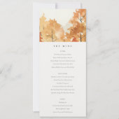 Rust Oranje Gele Herfst Trees Wedding Menu Kaart (Voorkant)