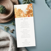 Rust Oranje Gele Herfst Trees Wedding Menu Kaart
