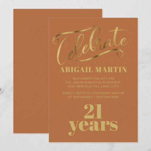 Rust Oranje Gold 21e verjaardag Kaart (Voorkant / Achterkant)