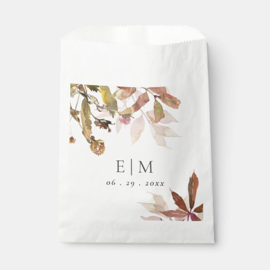 Rust Oranje Herfst Boom Rust Monogram Weddenschap Bedankzakje (Voorkant)