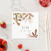 Rust Oranje Herfst Boom Rust Monogram Weddenschap Servet (Insitu)