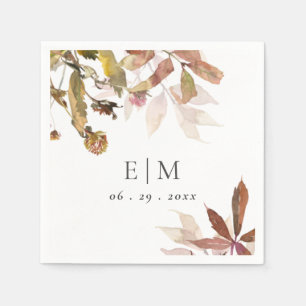 Rust Oranje Herfst Boom Rust Monogram Weddenschap Servet
