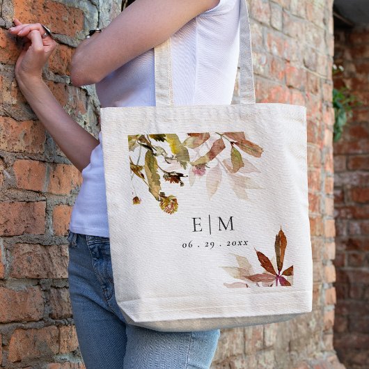 Rust Oranje Herfst Boom Rust Monogram Weddenschap Tote Bag