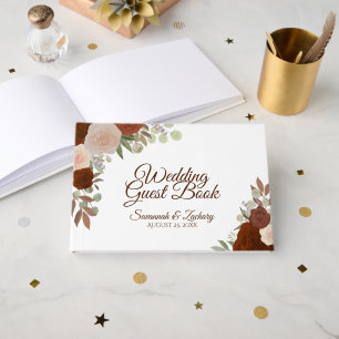 Rust Oranje herfst Floral Elegant Boho Wedding Gastenboek