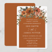 Rust Oranje koperen aardestijn - Floral Arch Weddi Kaart (Voorkant / Achterkant)