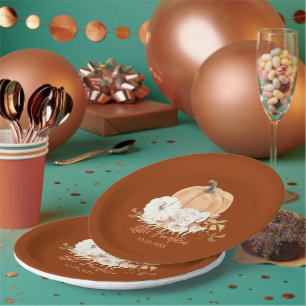 Rust Oranje Little Pumpkin-Baby shower Papieren Bordje