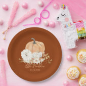 Rust Oranje Little Pumpkin-Baby shower Papieren Bordje (Feest)