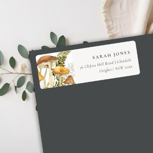 Rust Oranje Mushroom Fern Foliage Adres Etiket