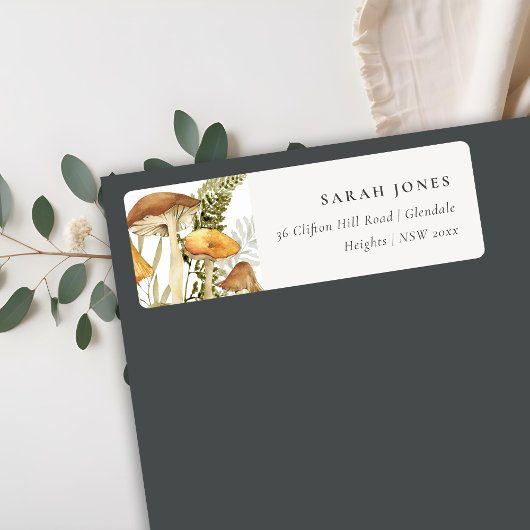 Rust Oranje Mushroom Fern Foliage Adres Etiket