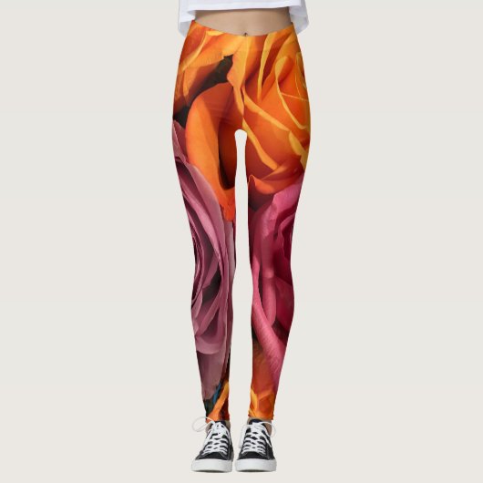 Rust Oranje Paars Roos Leggings (Voorkant)